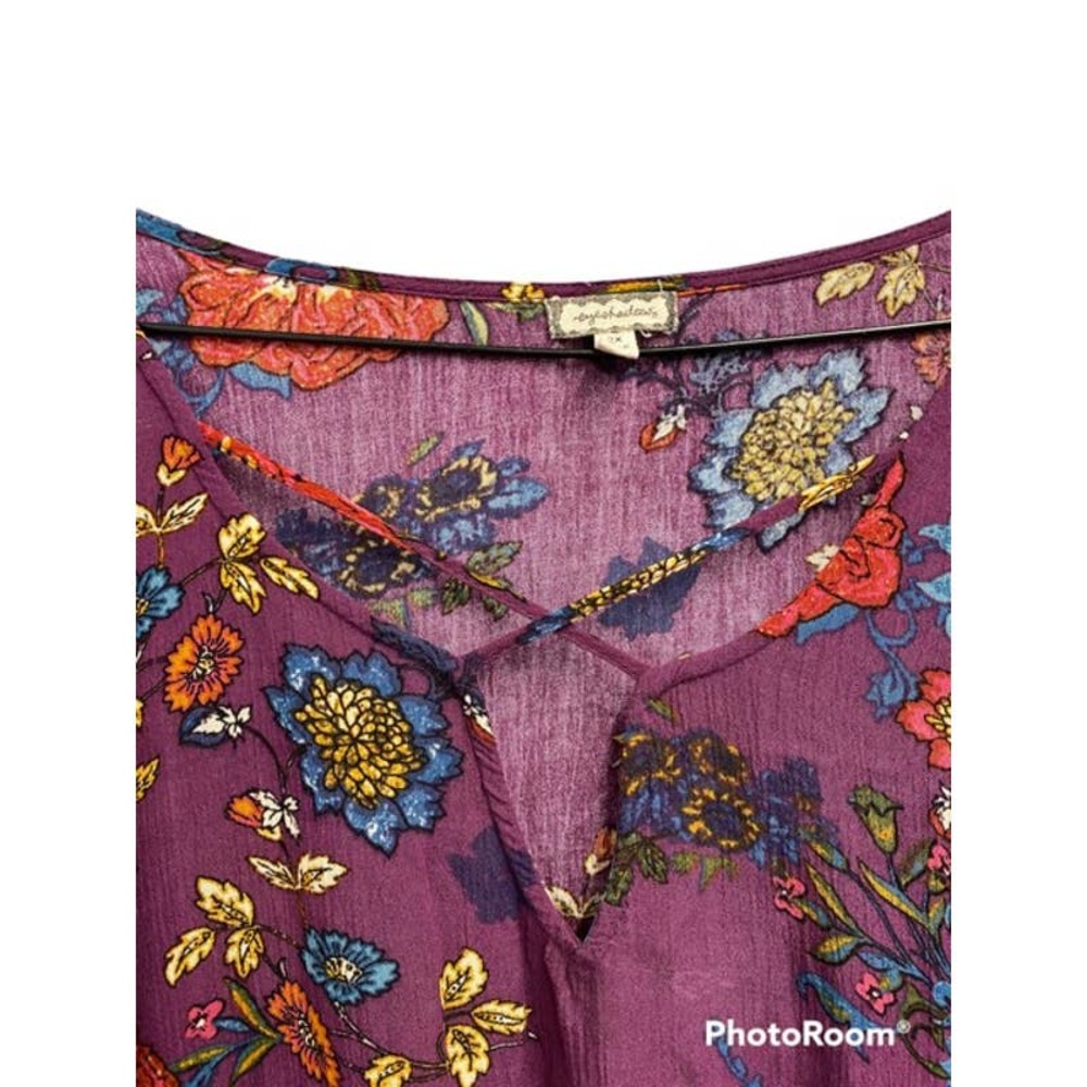 Eyeshadow Sz 2X Floral Cold-Shoulder Top